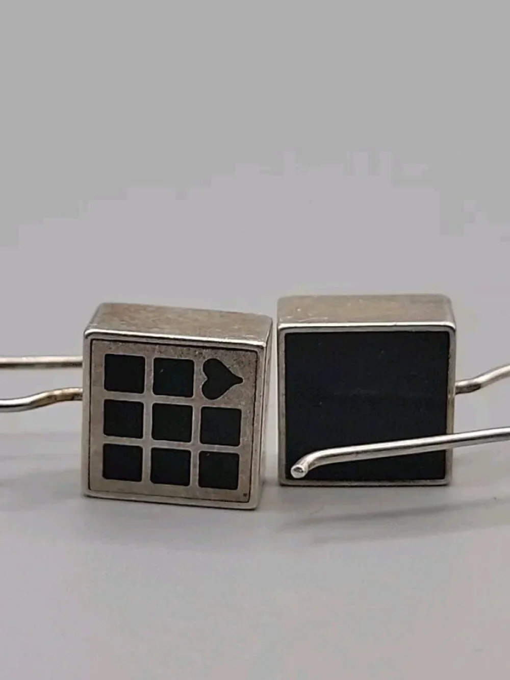 Vintage Victoria Varga Modernist 925 Sterling Silver Drop Earrings Enamel Blocks - Picture 13 of 13
